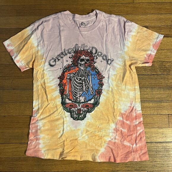 Tops - Grateful Dead (Stealie/Skelton Rose) Tie Dye Tshirt (XS) Officially Licensed
